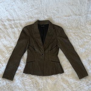 BEBE Women's Brown Pleated Single Breasted Blazer (Size 0)